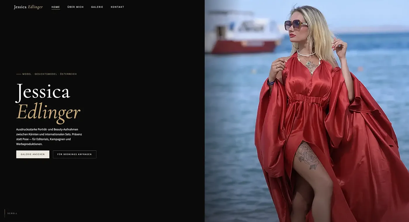 Desktop-Ansicht der Jessica-Edlinger-Portfolio-Website