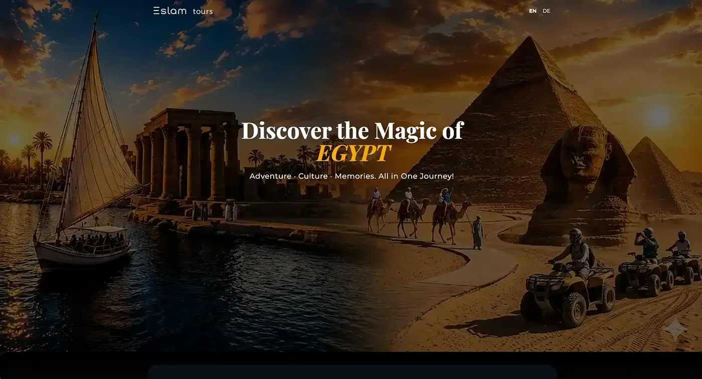 Desktop-Ansicht der Discover-Your-Trip-Website
