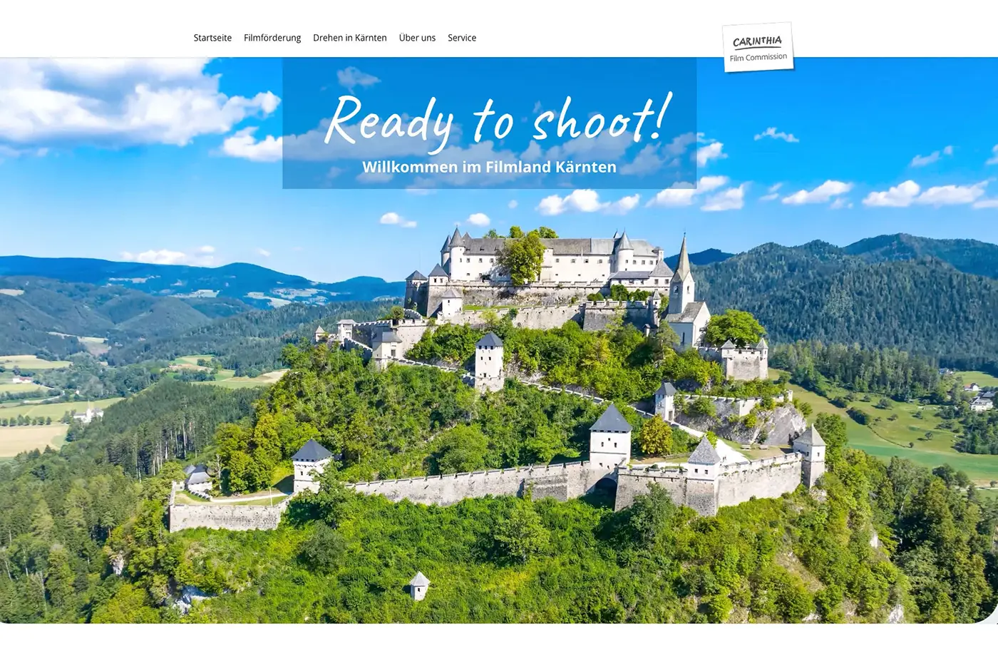 Desktop-Ansicht der Website der Carinthia Film Commission