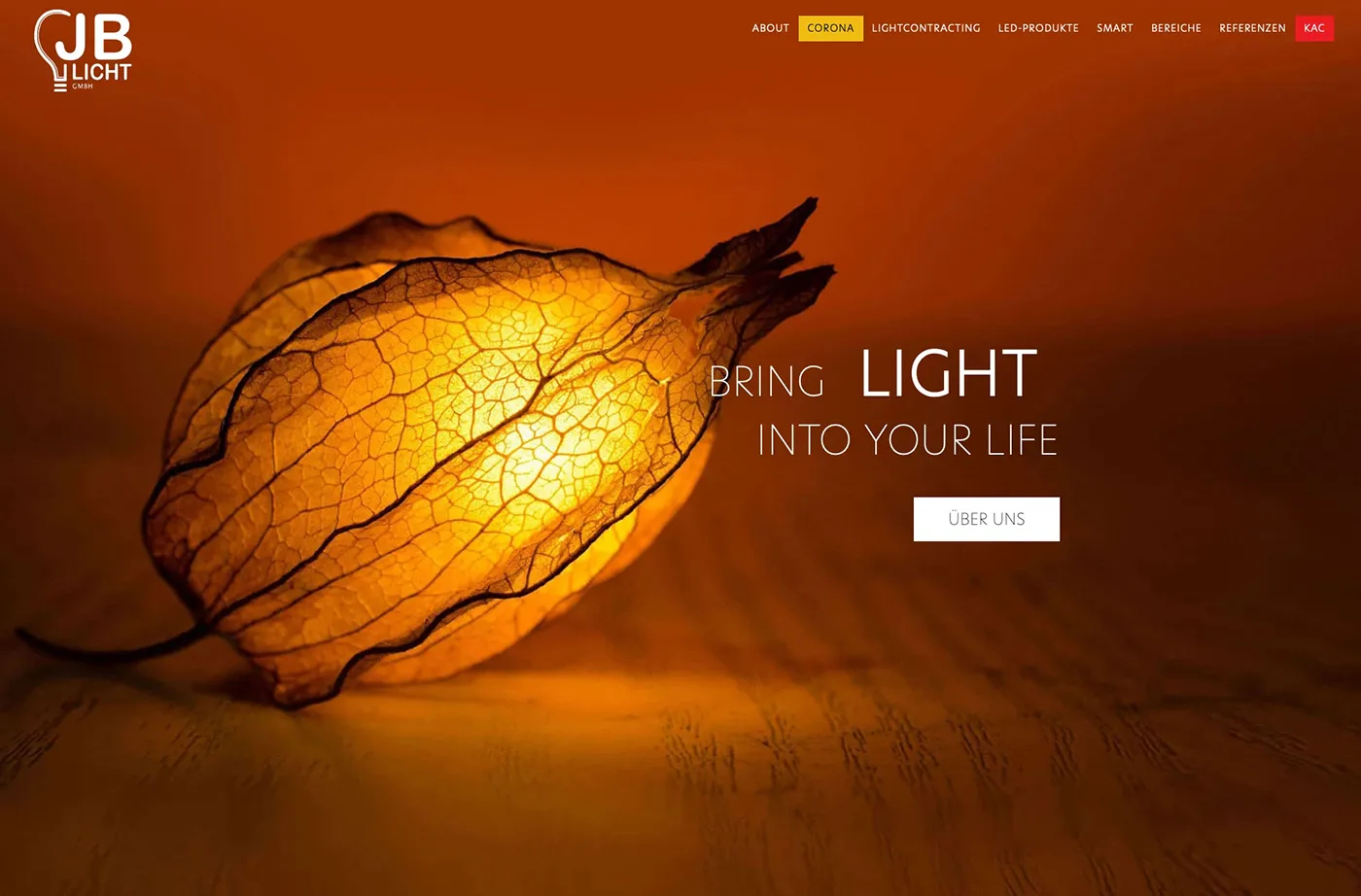 Desktop-Ansicht der JB-Licht-Website